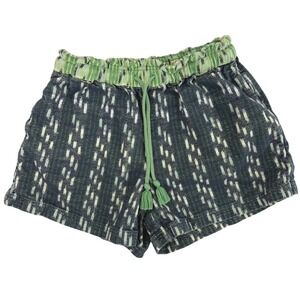 Aerie Ikat Woven Tassel Drawstring Shorts Green Size Small Boho Beach Indie